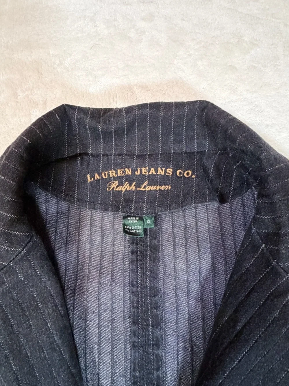 Lauren Jeans Co. Ralph Lauren Black Pinstripe Denim Jacket - 1 of 2 Piece Set - Picture 3 of 13